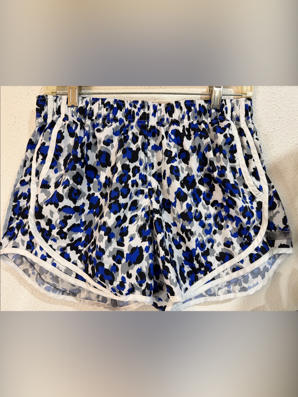 Calvin Klein Blue Black and White Leopard Athletic Shorts